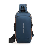 Men's Sleek Anti-theft PU Leather Crossbody Bag - USB Charging, Stylish Print & Zip Closure 4109 Galaxy Bags
